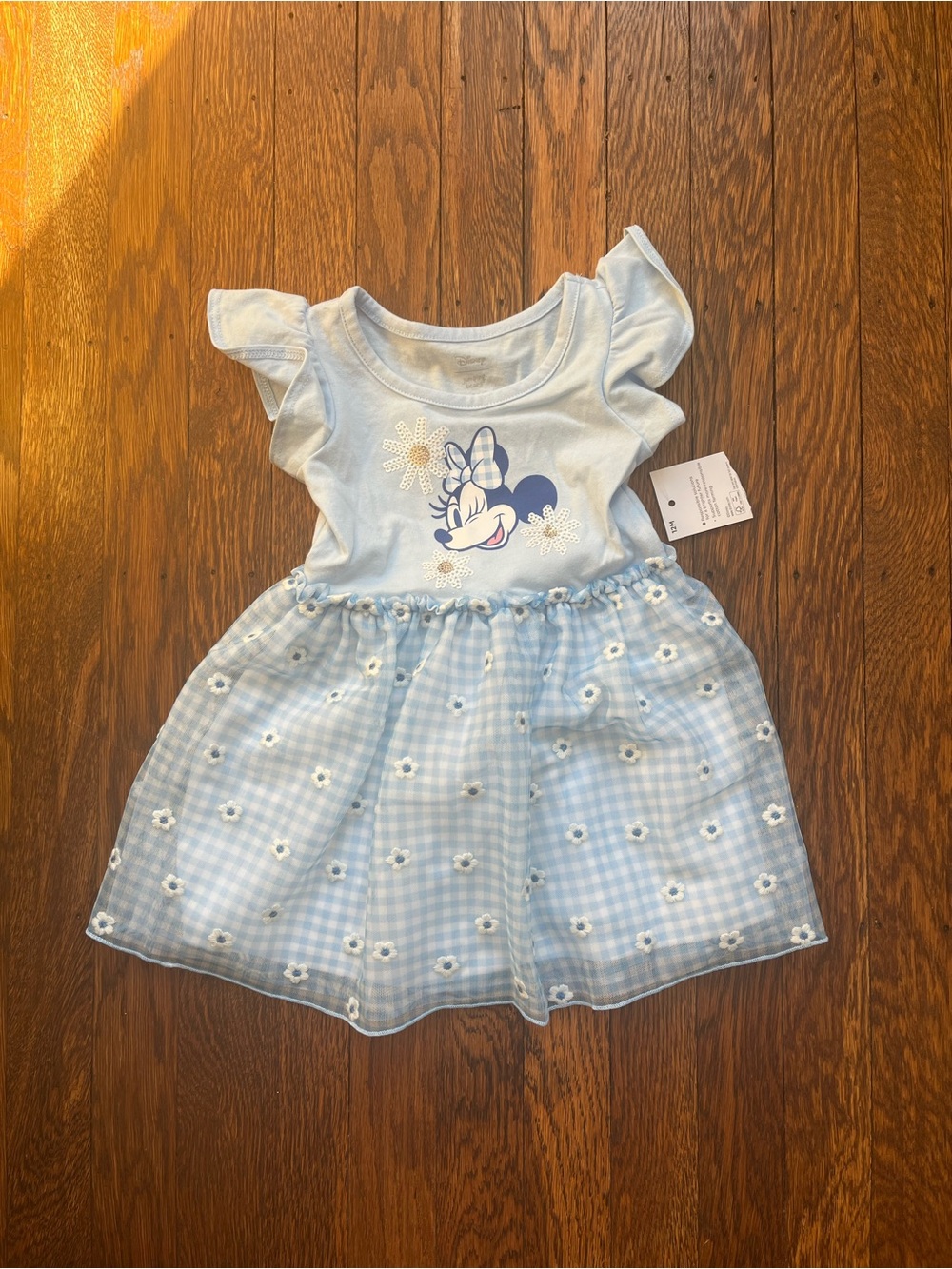 Disney Light Blue Minnie Mouse Gingham Daisy Dress